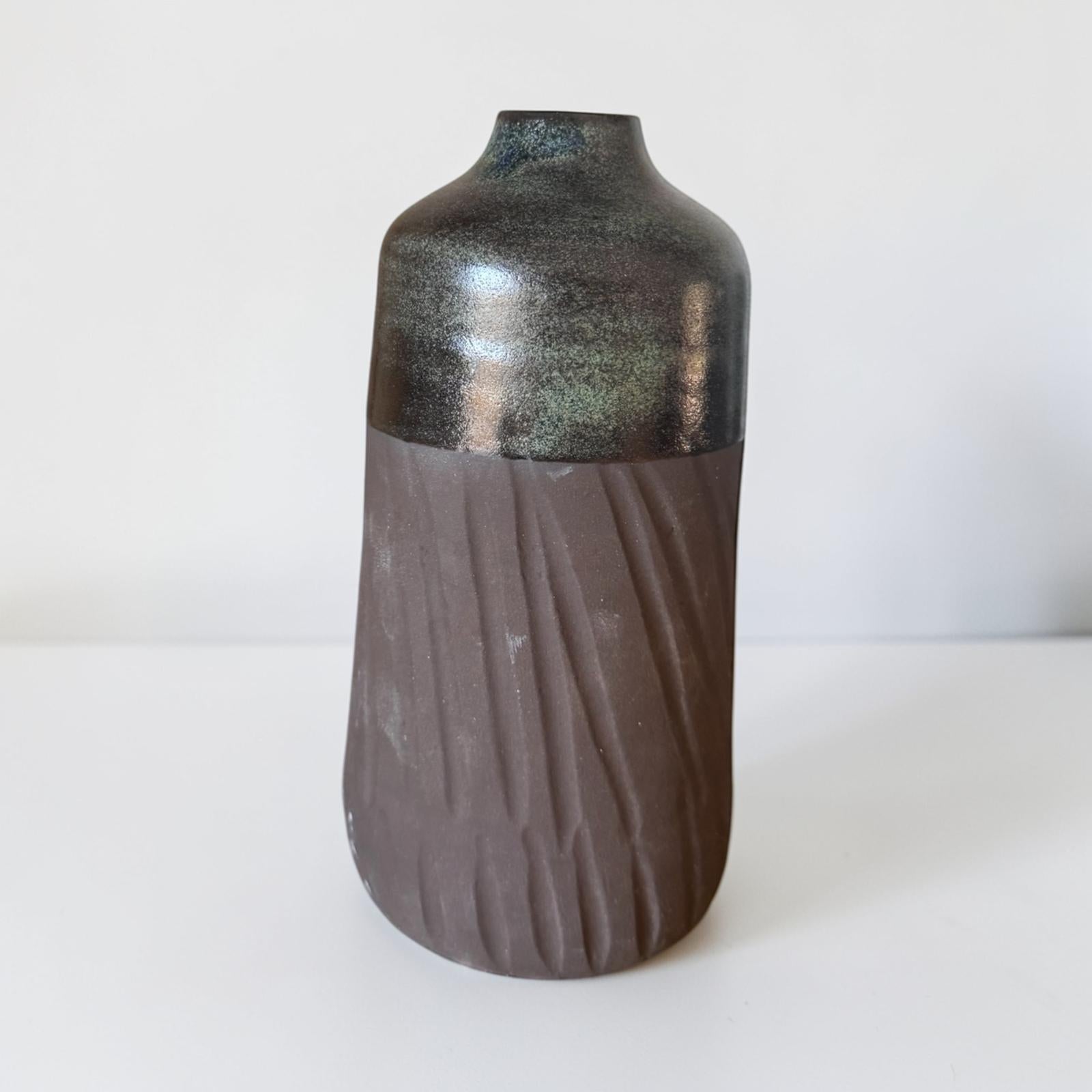 Vase Écorce grés noir
